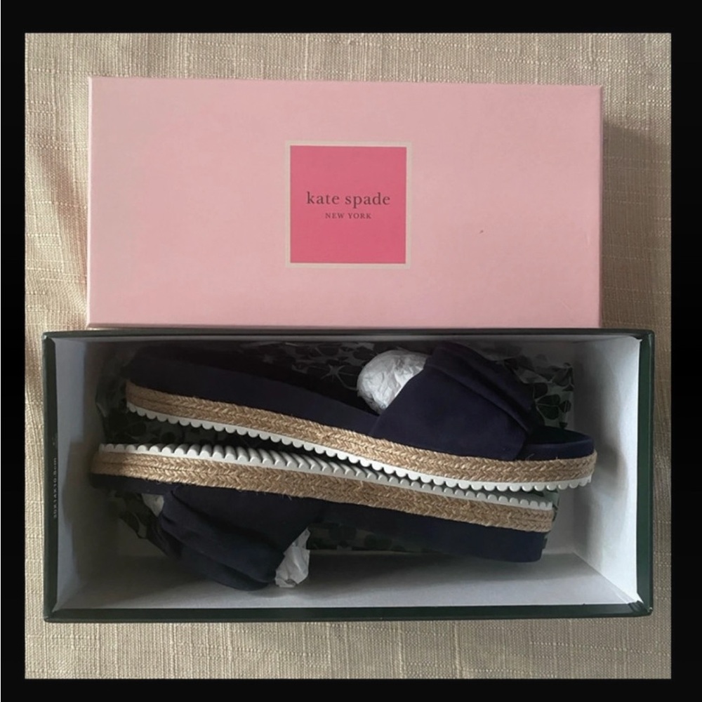 Kate Spade Zia Sandals 10M navy suede new in box - Picture 2 of 7
